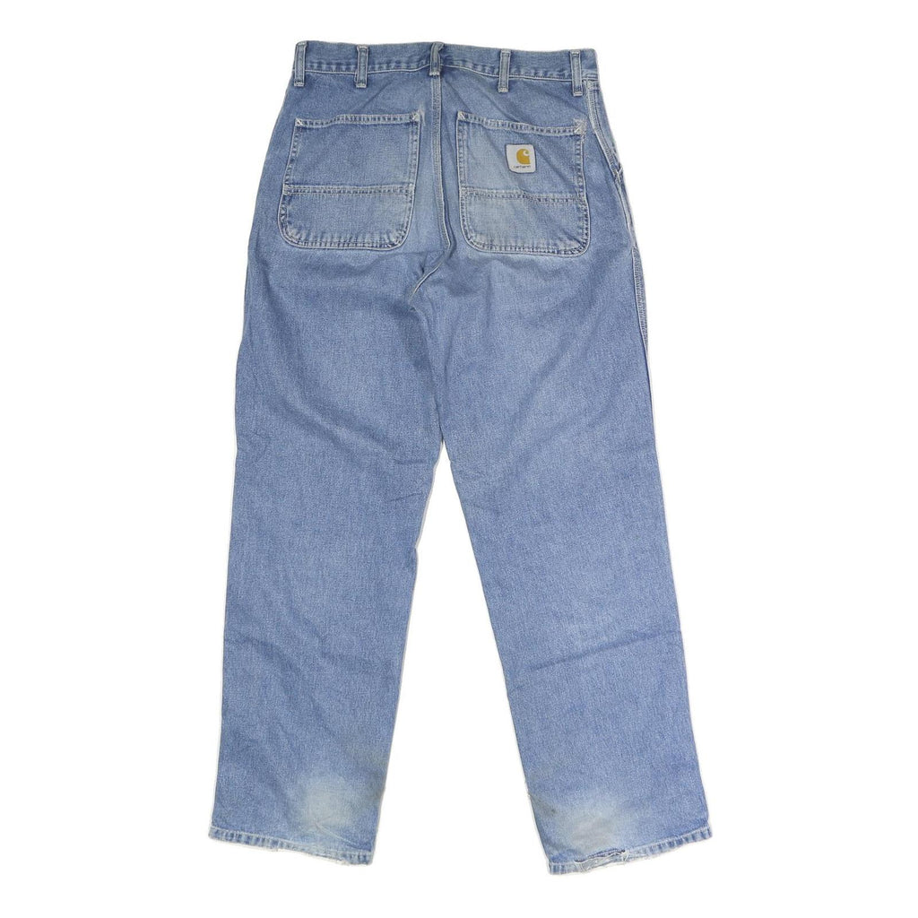 CARHARTT Mens Blue Regular Fit Straight Cotton Blend Button W33 L32 Durable Work