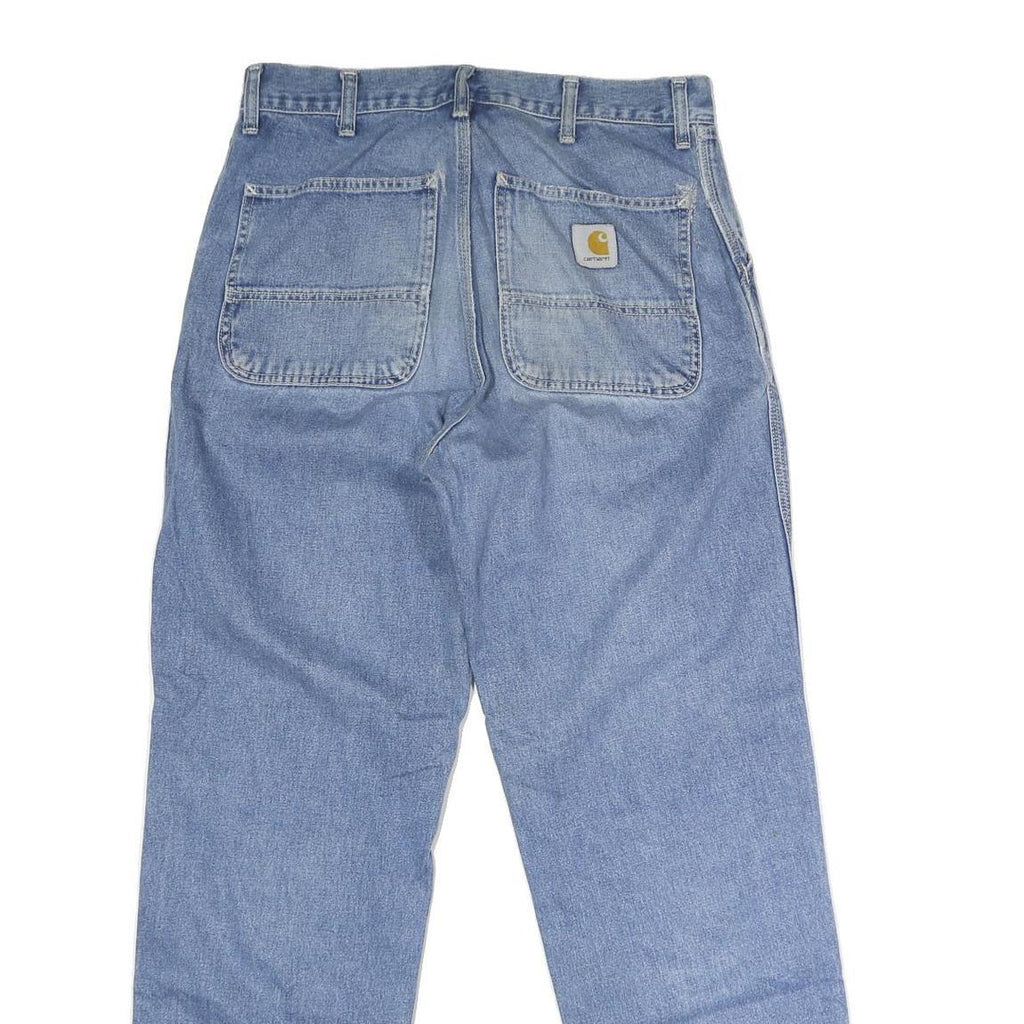 CARHARTT Mens Blue Regular Fit Straight Cotton Blend Button W33 L32 Durable Work