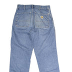 CARHARTT Mens Blue Regular Fit Straight Cotton Blend Button W33 L32 Durable Work