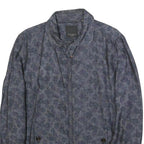 TED BAKER Mens Blue Floral Print Linen Blend Jacket L Zip Casual Lightweight