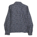 TED BAKER Mens Blue Floral Print Linen Blend Jacket L Zip Casual Lightweight