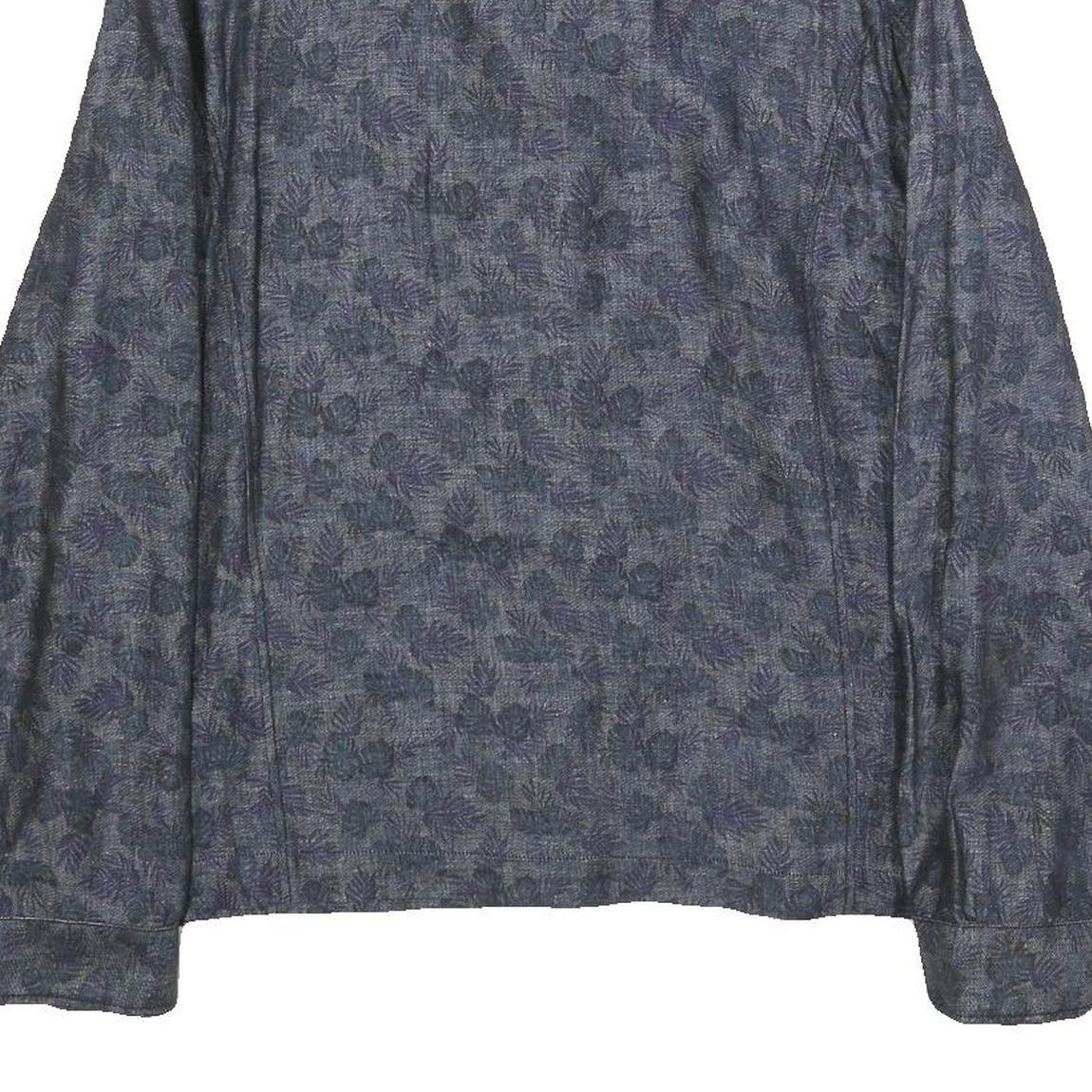 TED BAKER Mens Blue Floral Print Linen Blend Jacket L Zip Casual Lightweight