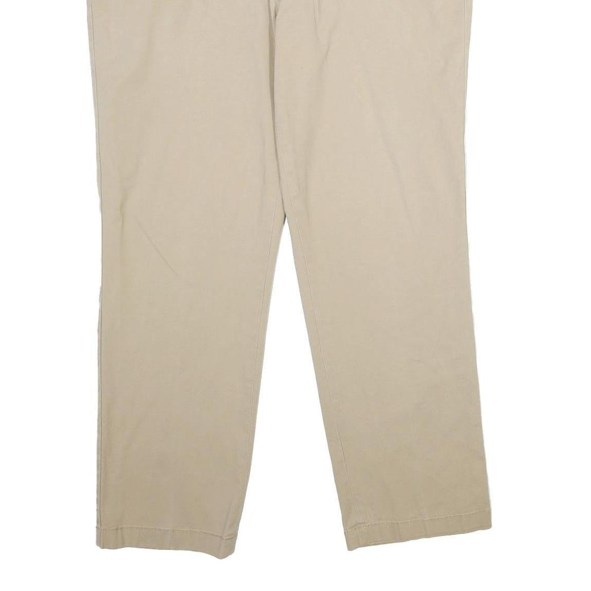 NAUTICA Mens Cotton Blend Beige Classic Straight Trousers W36 L30 Casual Smart