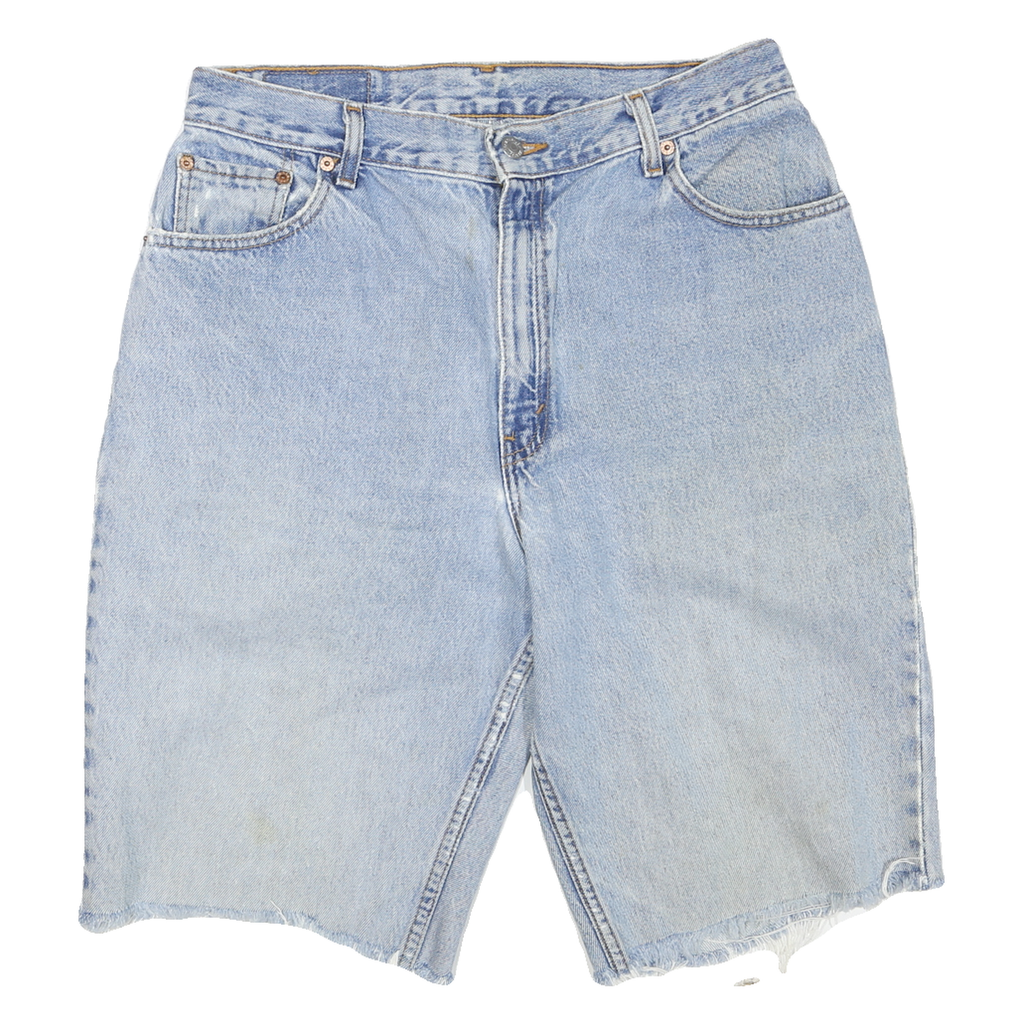 LEVI'S Womens Blue Denim Casual Shorts M W32 Raw Hem Cotton Blend