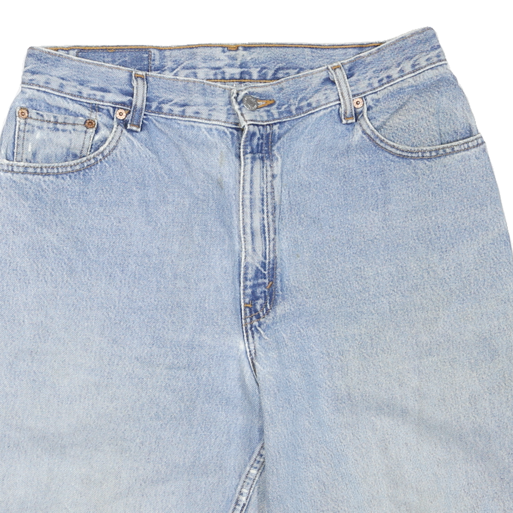 LEVI'S Womens Blue Denim Casual Shorts M W32 Raw Hem Cotton Blend