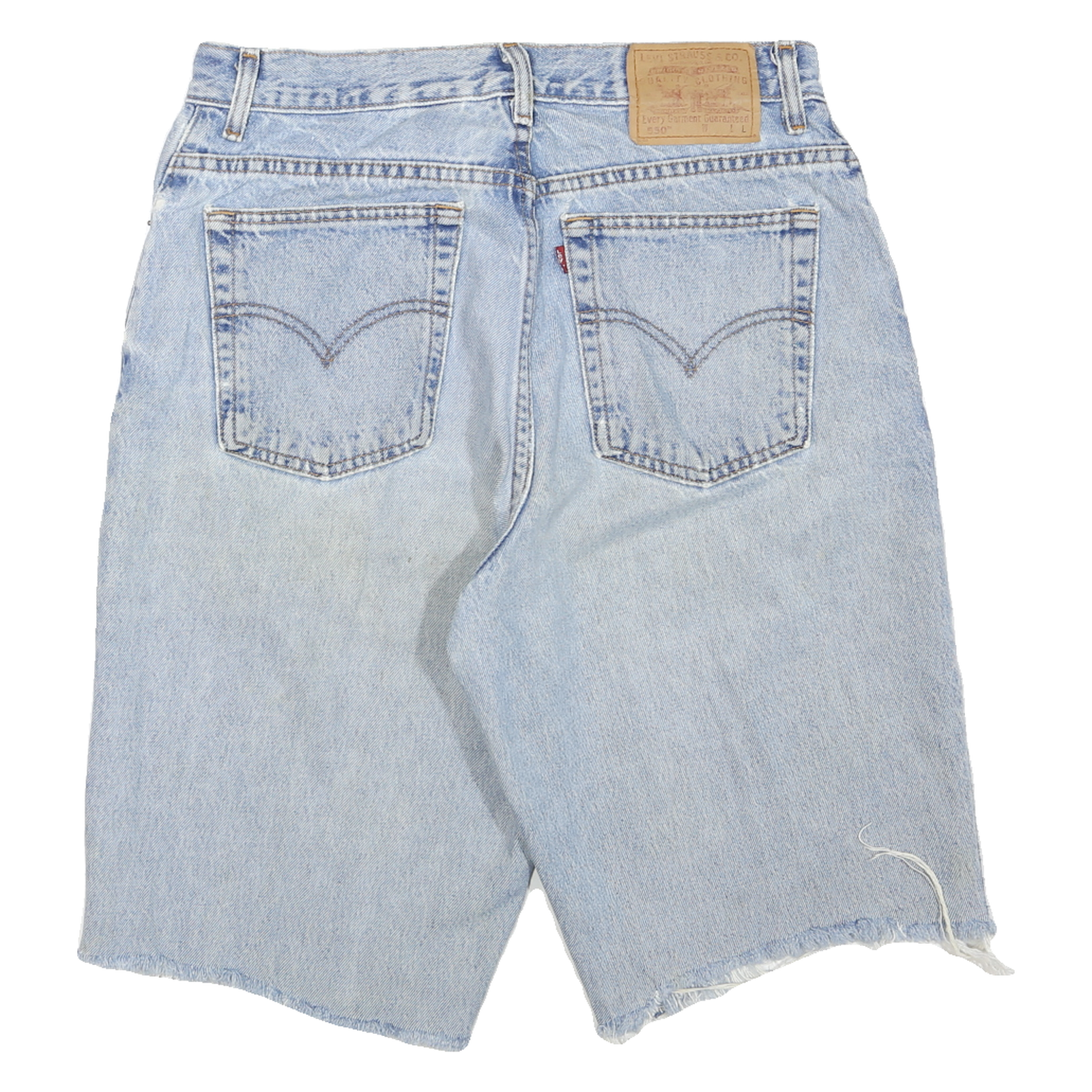LEVI'S Womens Blue Denim Casual Shorts M W32 Raw Hem Cotton Blend