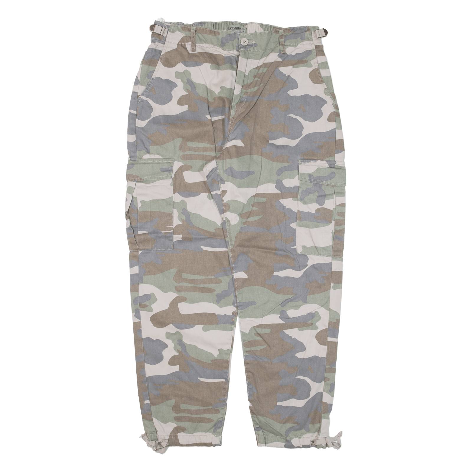 CLOCKHOUSE Cargo Camo Womens Trousers Green Relaxed Tapered W30 L26