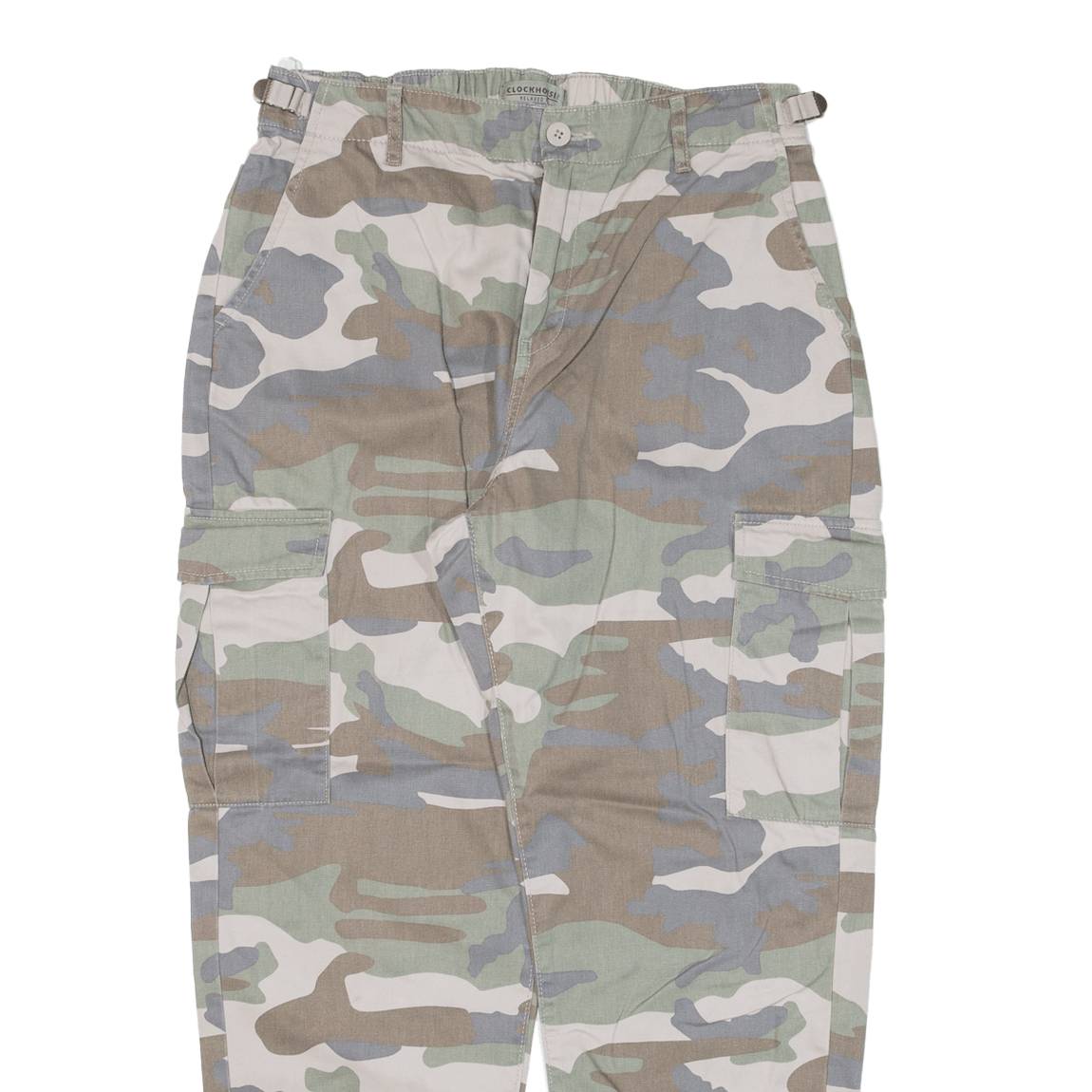 CLOCKHOUSE Cargo Camo Womens Trousers Green Relaxed Tapered W30 L26