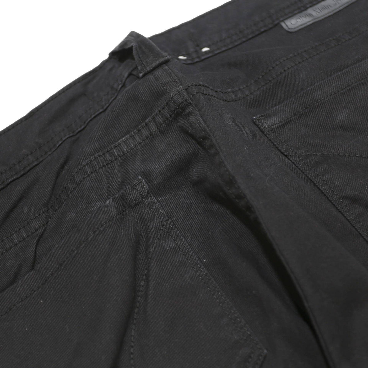 CALVIN KLEIN JEANS Womens Cotton Blend Slim Black Trousers W32 L26 Zip Casual