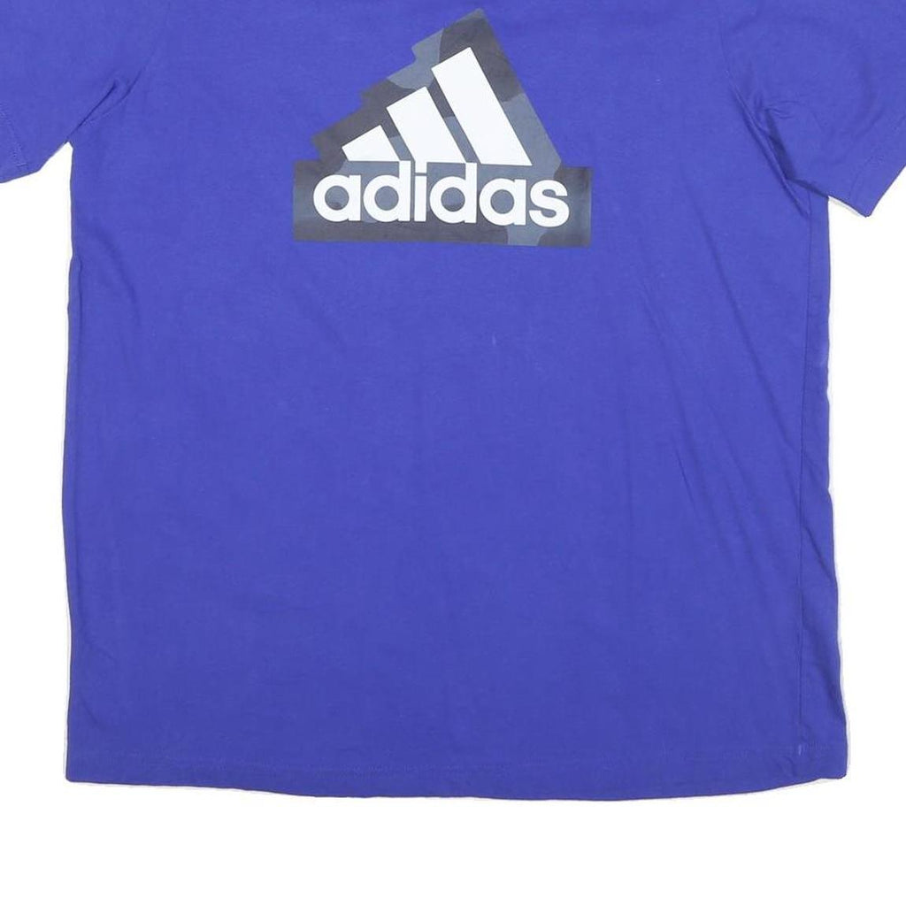 ADIDAS Mens Blue Graphic T-Shirt L Short Sleeve Crew Neck Cotton Blend