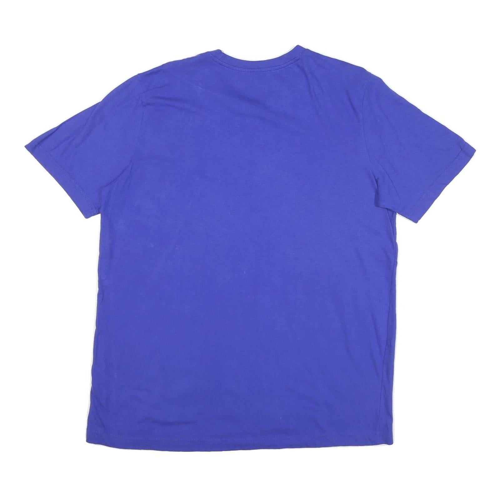 ADIDAS Mens Blue Graphic T-Shirt L Short Sleeve Crew Neck Cotton Blend