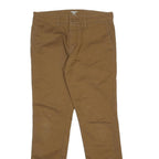 CARHARTT WIP Mens Cotton Blend Brown Slim Straight Trousers W31 L32 Zip Closure