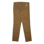 CARHARTT WIP Mens Cotton Blend Brown Slim Straight Trousers W31 L32 Zip Closure