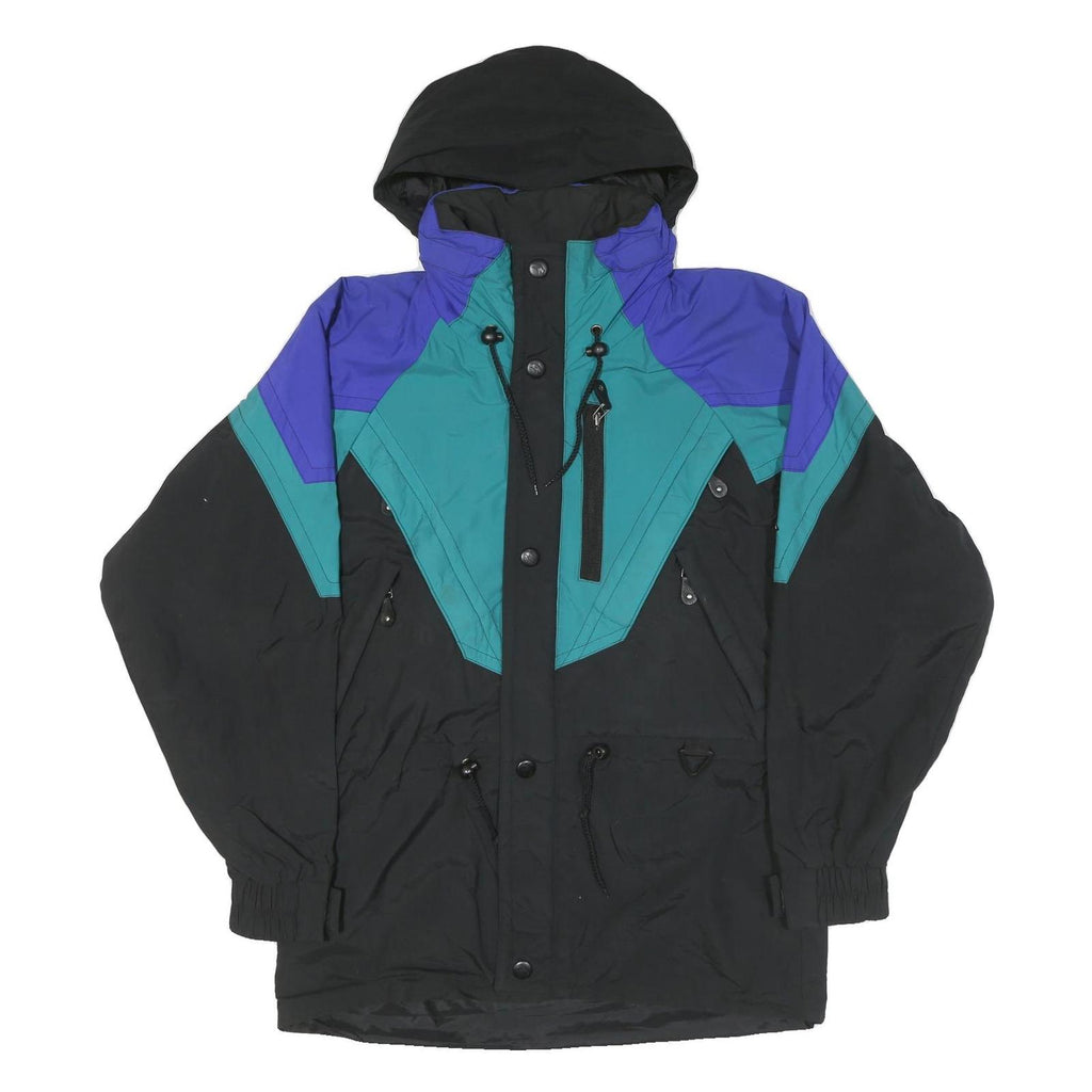 BLACK BEAR Mens Black & Purple Colourblock Outdoor Jacket M Polyester Blend Zip
