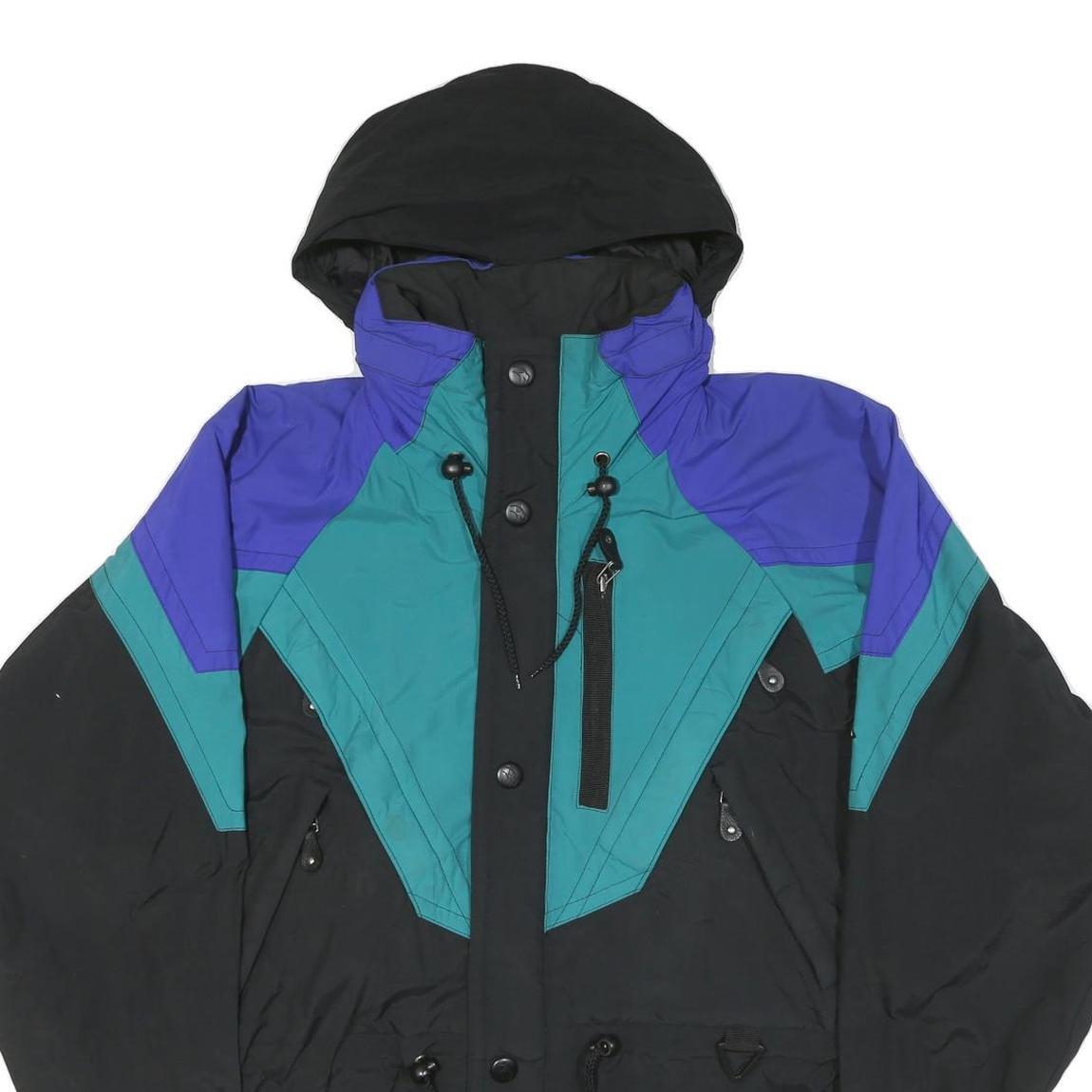 BLACK BEAR Mens Black & Purple Colourblock Outdoor Jacket M Polyester Blend Zip