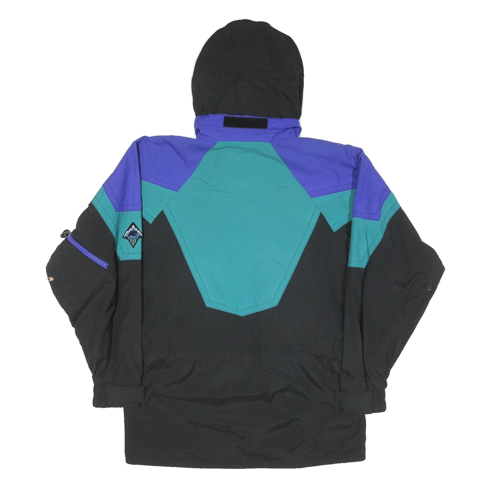 BLACK BEAR Mens Black & Purple Colourblock Outdoor Jacket M Polyester Blend Zip