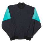 IDENTITY INC Mens Bomber Jacket Black Nylon 90s Colourblock XL