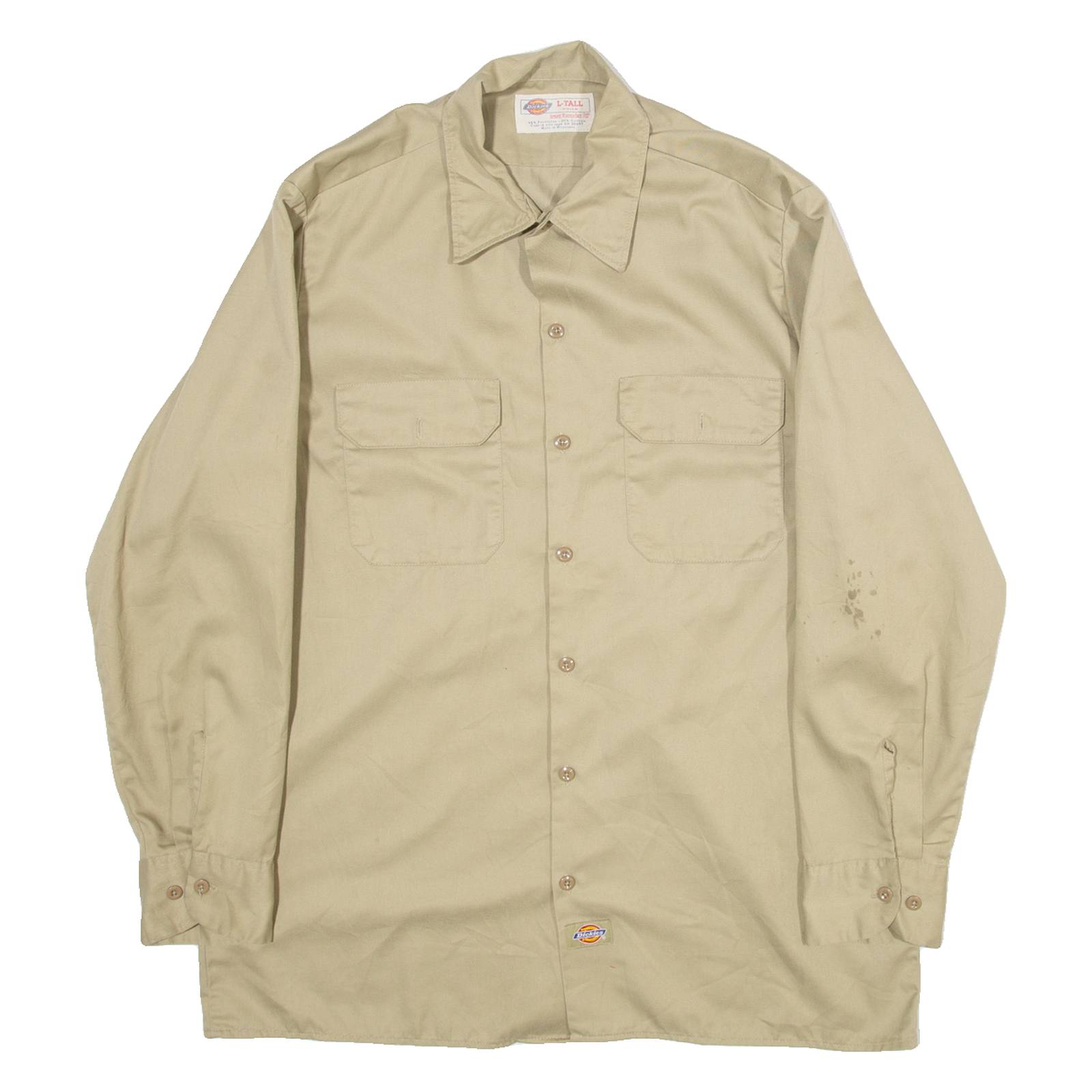 DICKIES Mens Worker Shirt Brown Long Sleeve L