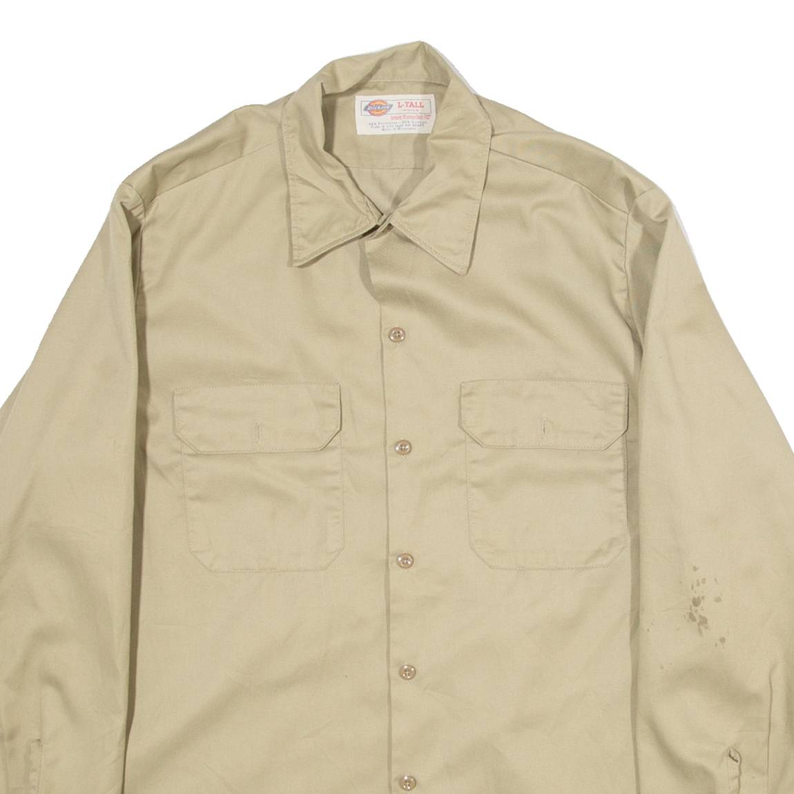 DICKIES Mens Worker Shirt Brown Long Sleeve L