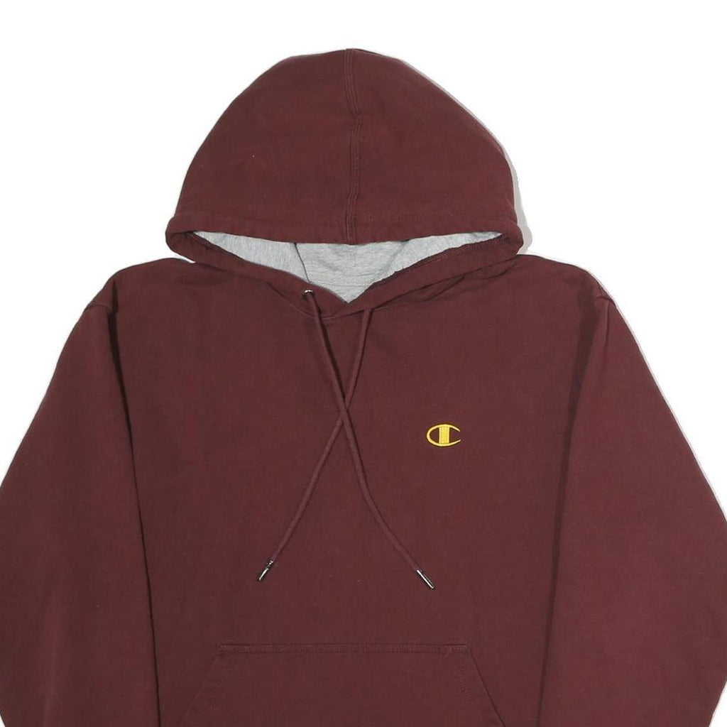 CHAMPION Mens Maroon Hoodie M Small Logo Pullover Cotton Blend Comfortable Fit