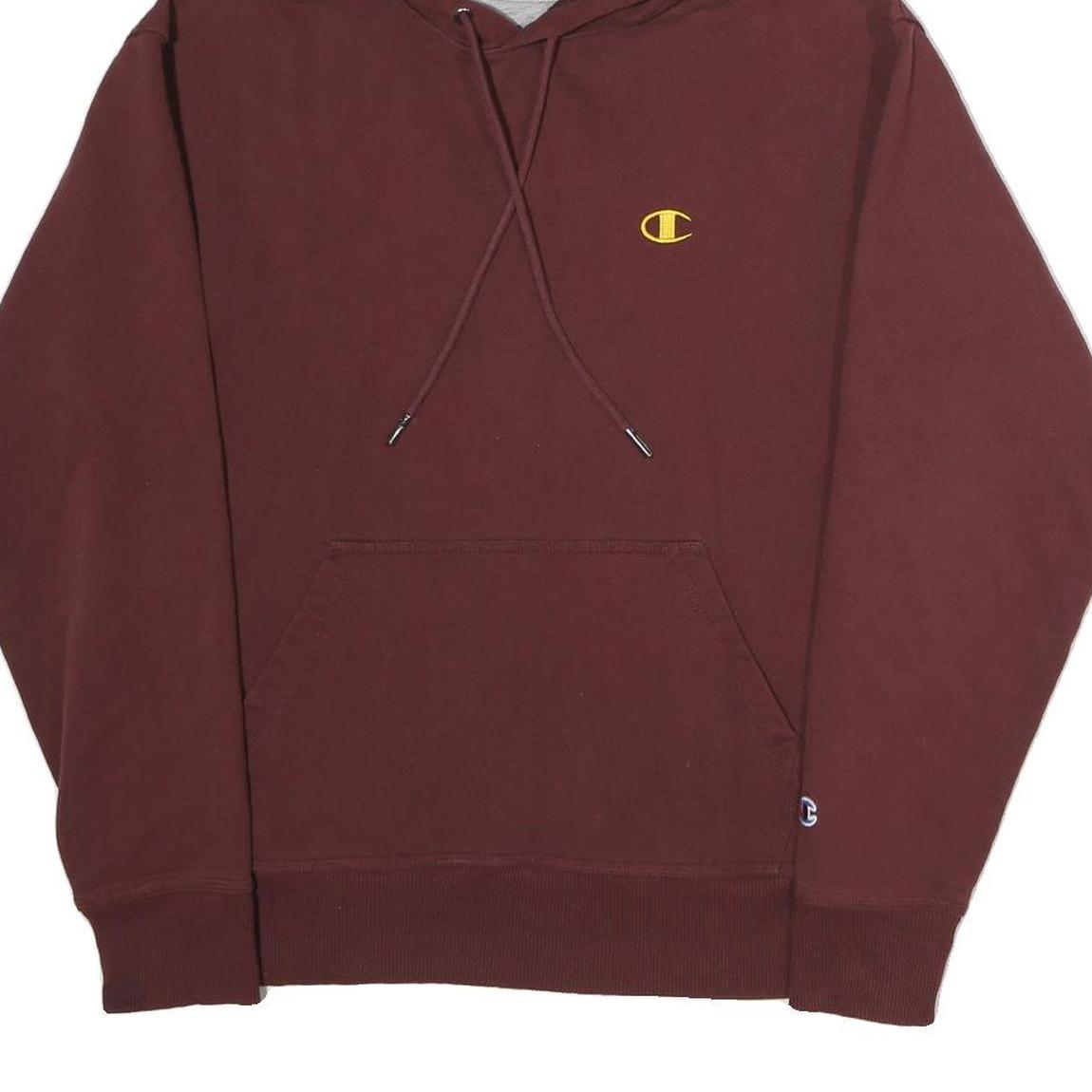 CHAMPION Mens Maroon Hoodie M Small Logo Pullover Cotton Blend Comfortable Fit