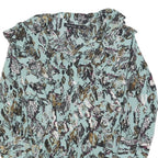 KAREN MILLEN Womens Blue Printed Blouse Long Sleeve Collared UK 8 Stylish