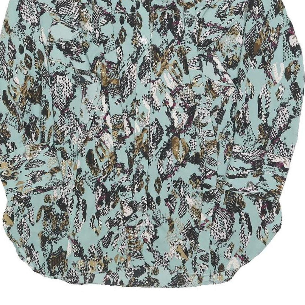 KAREN MILLEN Womens Blue Printed Blouse Long Sleeve Collared UK 8 Stylish