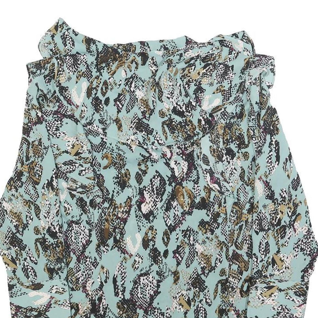 KAREN MILLEN Womens Blue Printed Blouse Long Sleeve Collared UK 8 Stylish