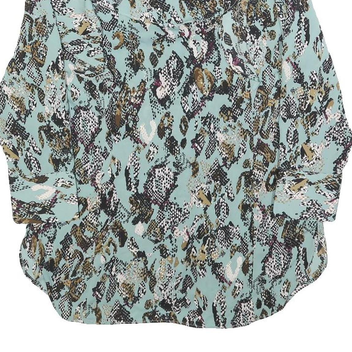 KAREN MILLEN Womens Blue Printed Blouse Long Sleeve Collared UK 8 Stylish