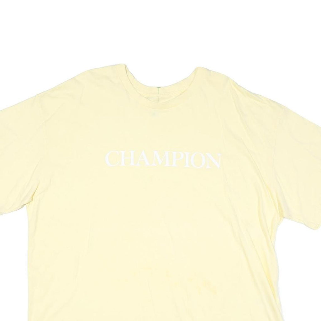 CHAMPION Mens Cream Classic T-Shirt 2XL Short Sleeve Crew Neck Cotton Blend