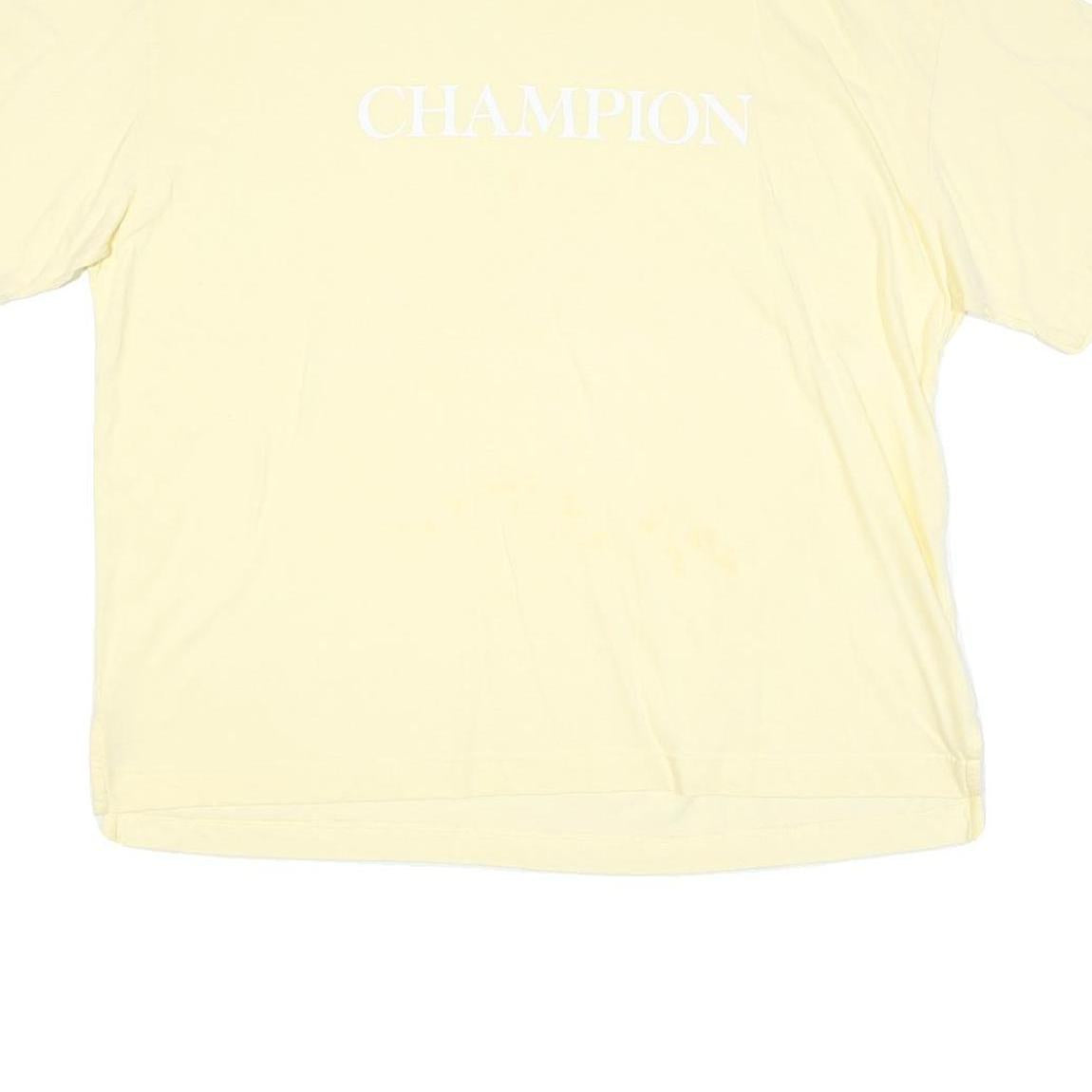 CHAMPION Mens Cream Classic T-Shirt 2XL Short Sleeve Crew Neck Cotton Blend