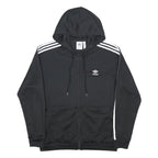 ADIDAS Mens Black Classic Zip Hoodie Jacket L Polyester Plain Hooded