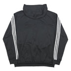 ADIDAS Mens Black Classic Zip Hoodie Jacket L Polyester Plain Hooded