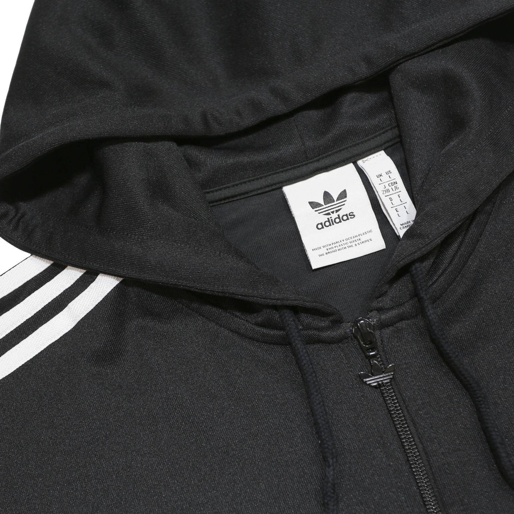 ADIDAS Mens Black Classic Zip Hoodie Jacket L Polyester Plain Hooded