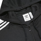 ADIDAS Mens Black Classic Zip Hoodie Jacket L Polyester Plain Hooded