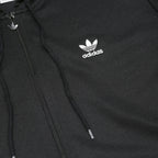 ADIDAS Mens Black Classic Zip Hoodie Jacket L Polyester Plain Hooded