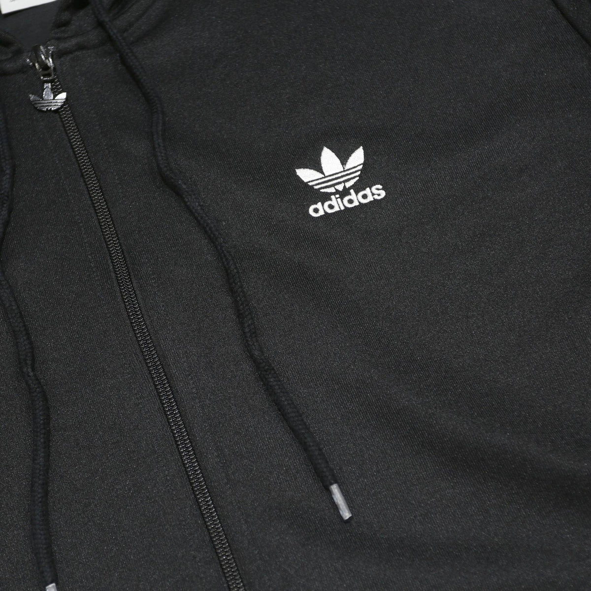 ADIDAS Mens Black Classic Zip Hoodie Jacket L Polyester Plain Hooded