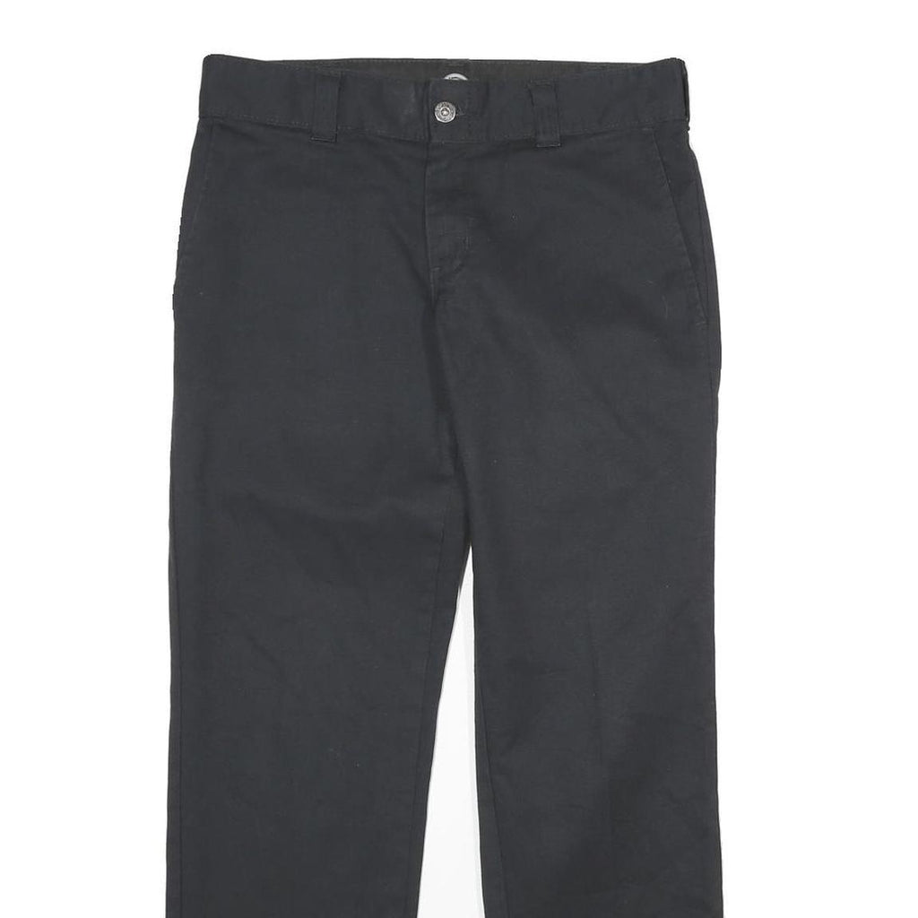 DICKIES Mens Polyester Blend Black Regular Straight Trousers W30 L30 Zip Closure