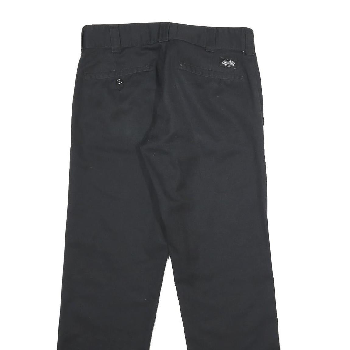 DICKIES Mens Polyester Blend Black Regular Straight Trousers W30 L30 Zip Closure