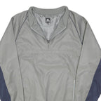 CHAMPION Mens Grey & Navy Quarter Zip Jacket L Polyester Blend Colourblock