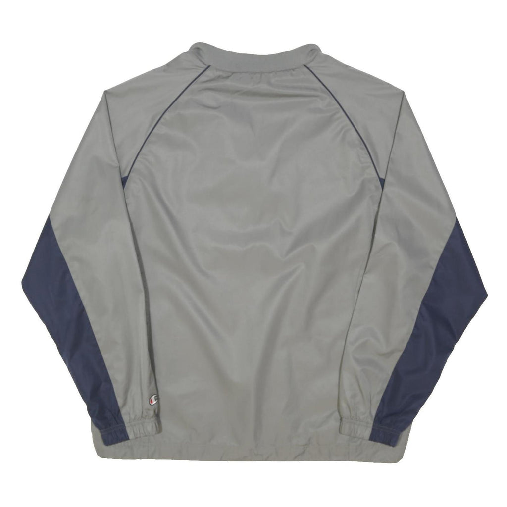CHAMPION Mens Grey & Navy Quarter Zip Jacket L Polyester Blend Colourblock