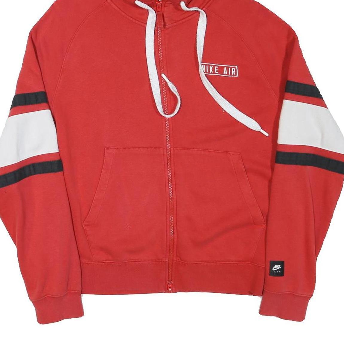 NIKE Mens Red & White Hooded Full Zip Hoodie M Sportswear Casual