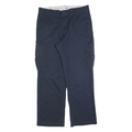 DICKIES Mens Cotton Blend Navy Regular Straight Leg Trousers W36 L32 Workwear