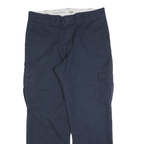 DICKIES Mens Cotton Blend Navy Regular Straight Leg Trousers W36 L32 Workwear