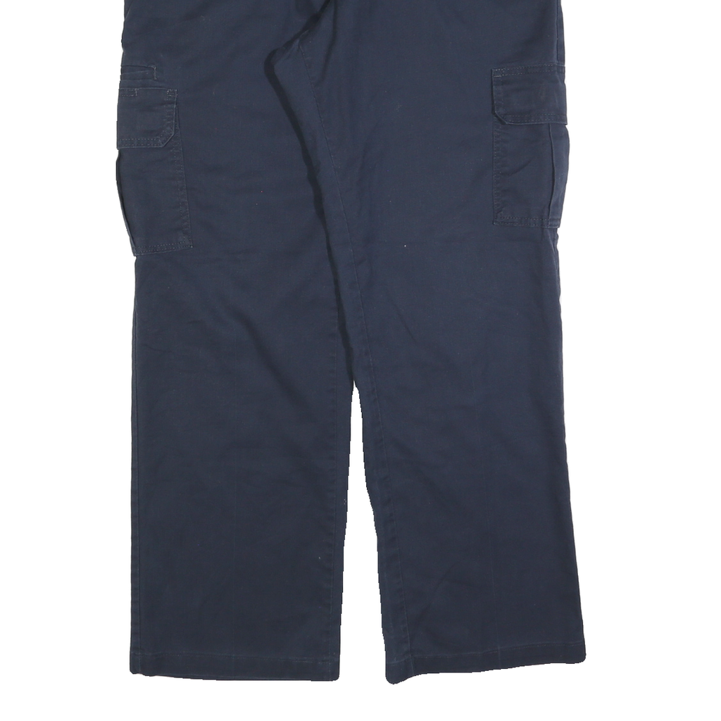 DICKIES Mens Cotton Blend Navy Regular Straight Leg Trousers W36 L32 Workwear