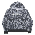 CHAMPION Womens Black & Grey Tie Dye Pullover Hoodie L Cotton Blend