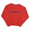 FILA Womens Red Crew Neck M Logo Sweatshirt Cotton Blend Casual Pullover