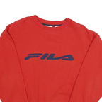 FILA Womens Red Crew Neck M Logo Sweatshirt Cotton Blend Casual Pullover