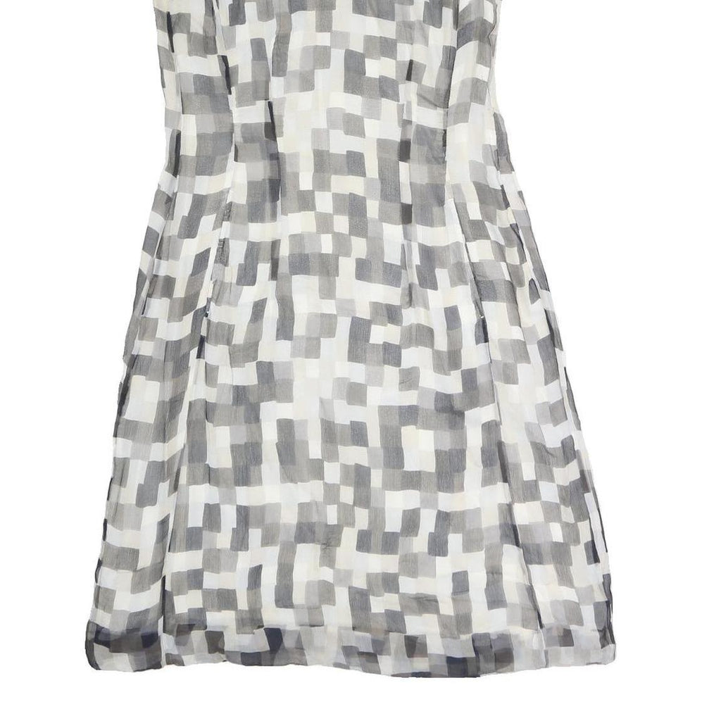 BOSS HUGO BOSS Womens Grey White Geometric Sleeveless Day Polyester Dress M