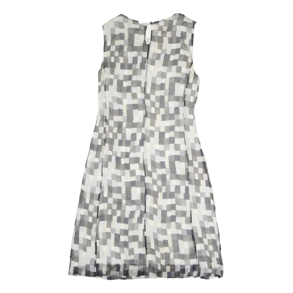BOSS HUGO BOSS Womens Grey White Geometric Sleeveless Day Polyester Dress M